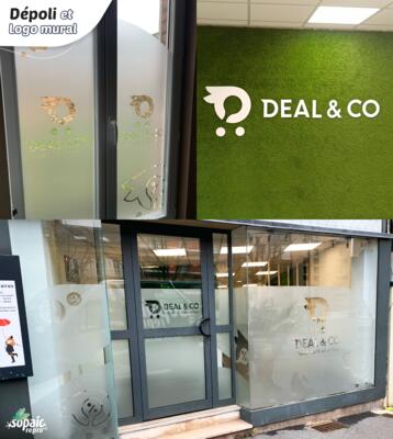 Adhésif dépoli et logo mural